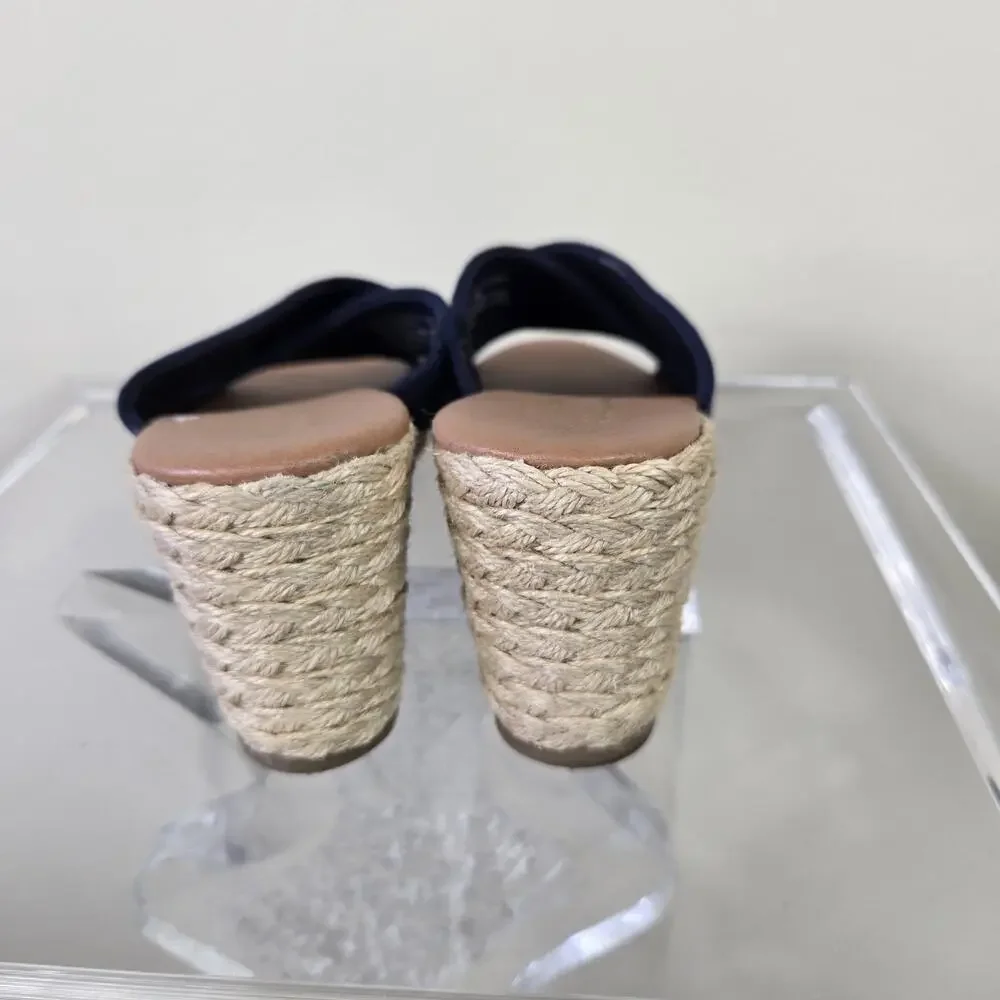 Tommy Bahama Shoes Womens Size 7.5 Blue Stacey Wedge Espadrille Sandals Slide